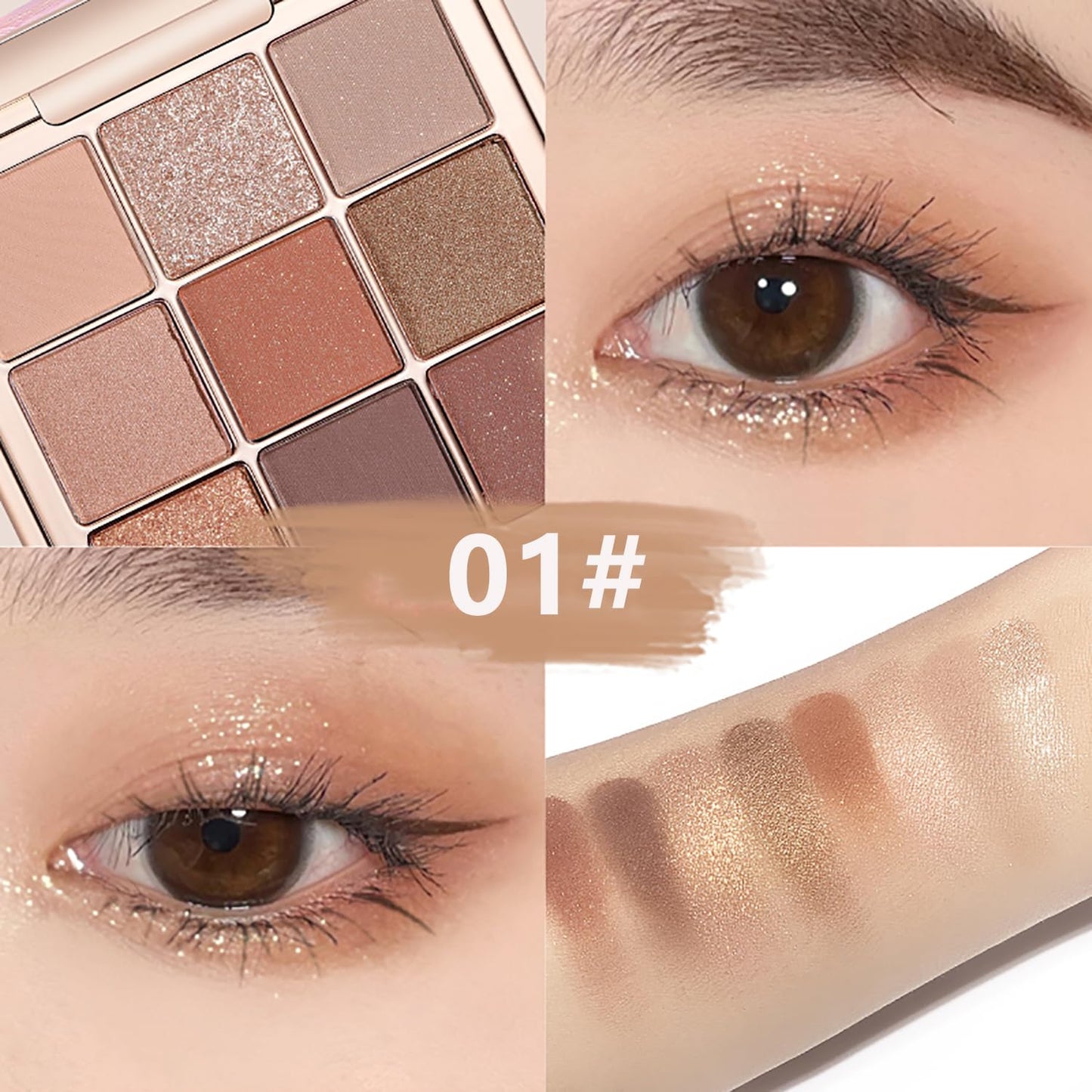 Skiennix Eyeshadow Palette - 9 Colors Matte, Shimmer & Glitter | Highly Pigmented, Waterproof Makeup