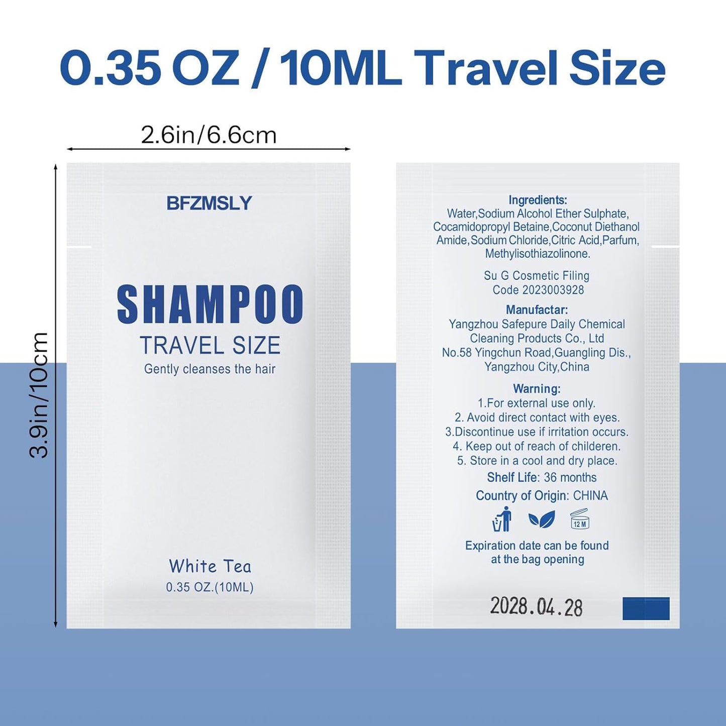 Skiennix Travel Size Toiletries Set - 3-in-1 Shampoo, Body Wash & Conditioner | White Tea Scent, 0.35oz Each - Ideal for Hotels & Airbnb