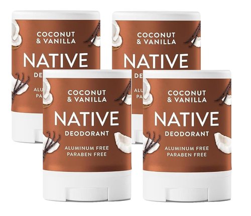 Native Deodorant - Aluminum Free Coconut & Vanilla Scent | Travel Size 0.5oz (Pack of 4)
