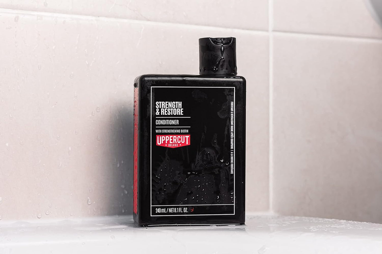 Uppercut Deluxe Conditioner - Strength & Restore 8oz | Biotin & Caffeine for Thin, Fine Hair | Moisturizing Daily Care