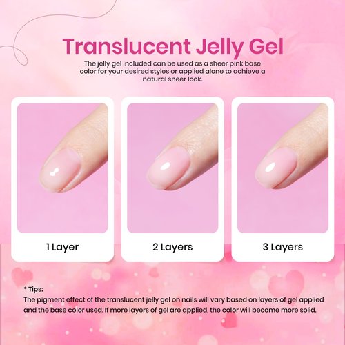 Beetles Pink Gel Nail Polish Set - 6 Colors Hot Pink Glitter Bright Jelly Gel Polish Soak off Uv LED Cured Nail Art Design Salon Home DIY Manicure Spring Easter Gifts for Women