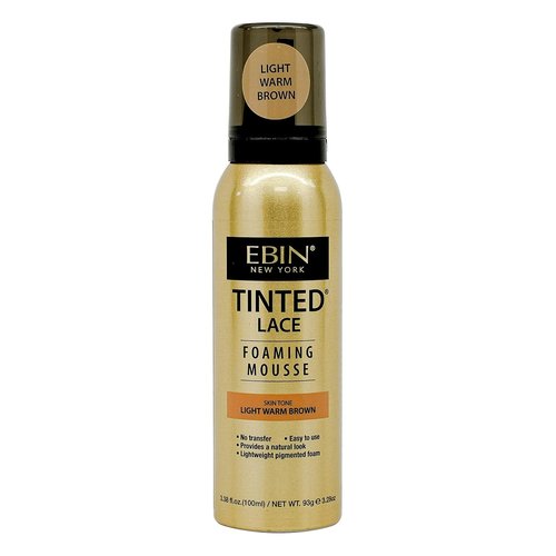 EBIN NEW YORK Tinted Lace Foaming Mousse - Light Warm Brown, 3.38oz | Perfect for Flawless Hairline