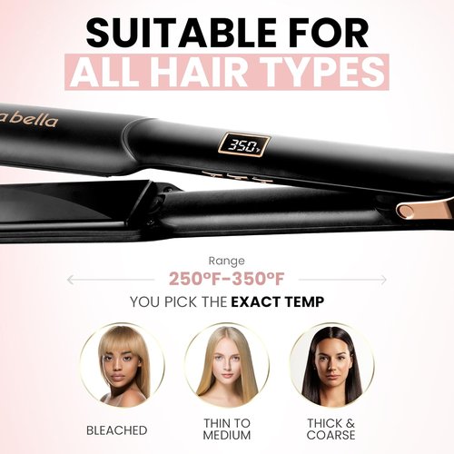ELLA BELLA® Ceramic Flat Iron Hair Straightener - Professional Digital Display for Precise Temperature Control