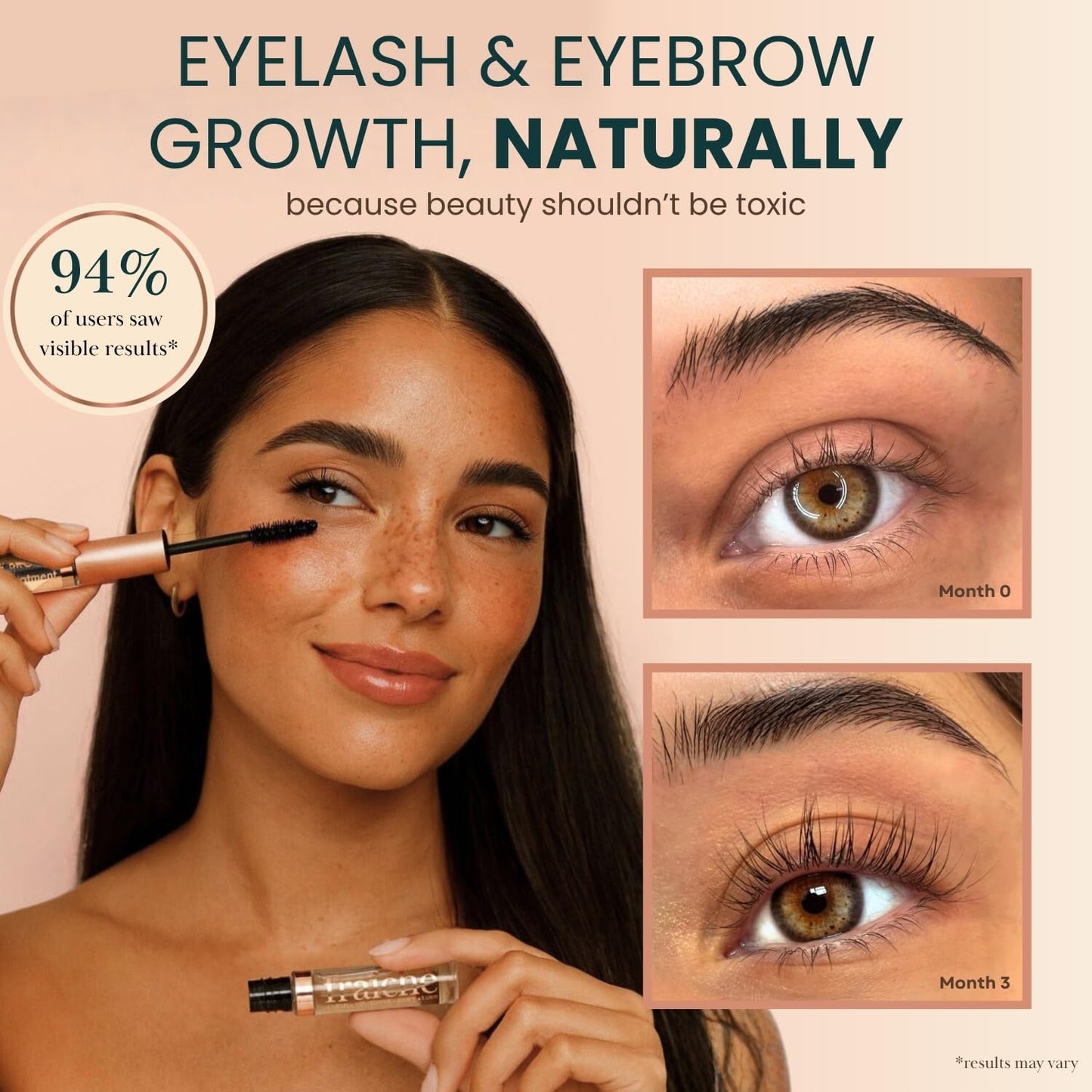 USDA Organic Castor Oil Lash Serum - Premium Cold Pressed Eyelash Growth Treatment - Thicker, Fuller Lashes
