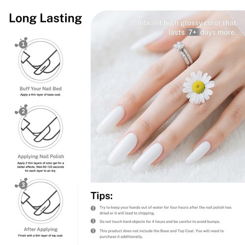 OpenLive 16.5ml White Nail Polish Large Volume Quick Drying Nail Polish, Fast Drying and Long Lasting Color Nail Art DIY Home Manicure Gift for Women