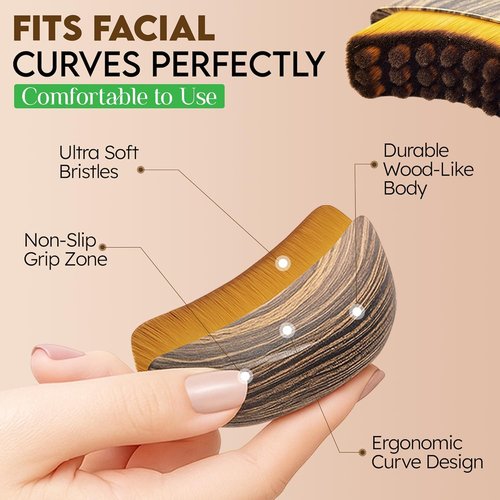 Fvaql Lymphatic Contour Face Brush, Facial Lymphatic Drainage Massage Tool for Jawline Sculpting & Puffiness Reduction, Soft Face Dry Brushing Massager for Women Daily Skin Care