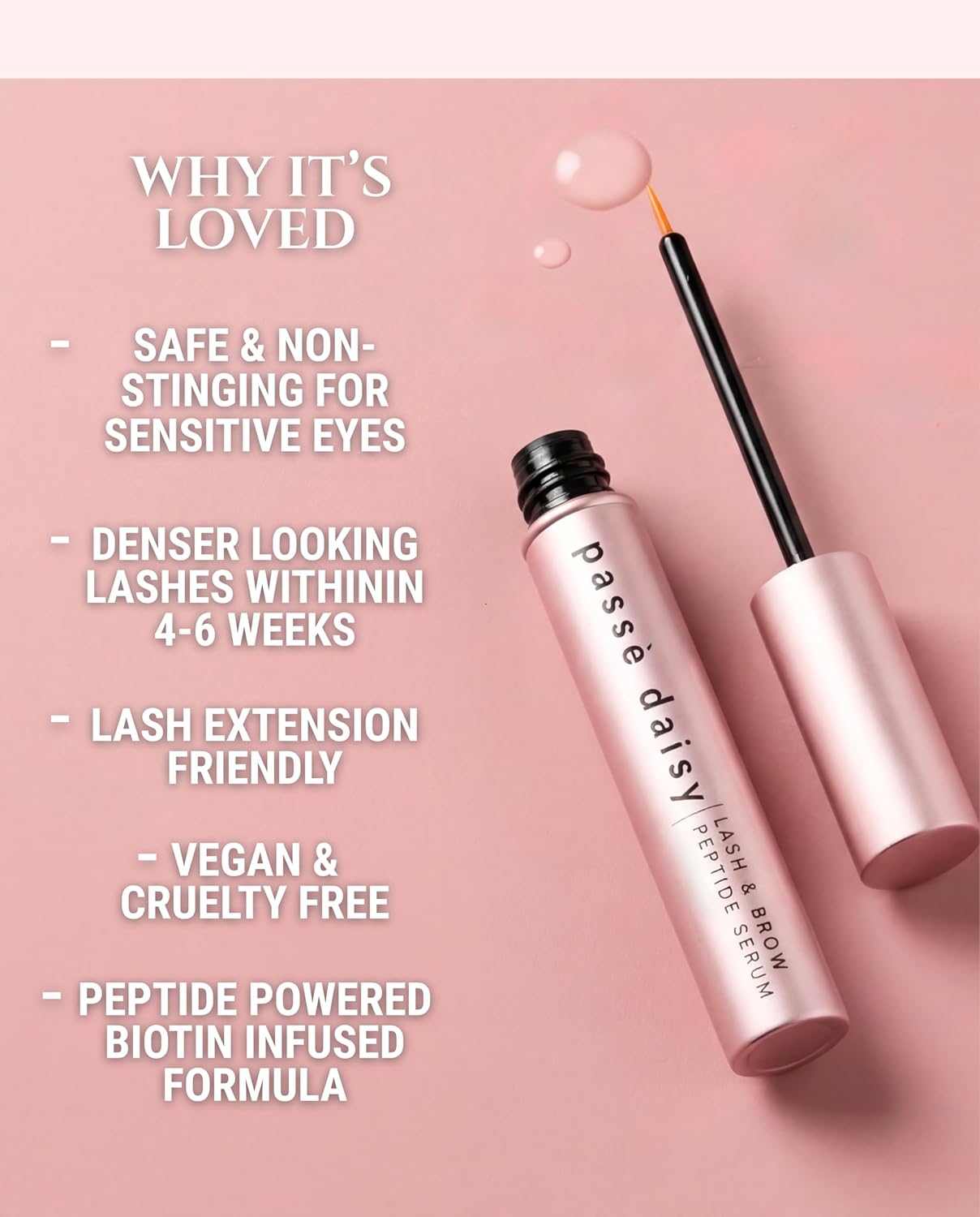 Skiennix Eyelash Growth Serum - Promotes Fuller, Longer Lashes | Multi-Peptide Formula, Biotin & Vitamins