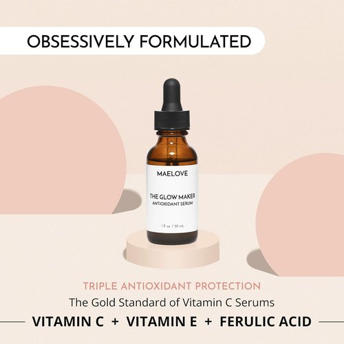 MAELOVE Glow Maker Vitamin C Serum - Award-Winning Brightening & Hydrating Formula, 1.0 fl oz