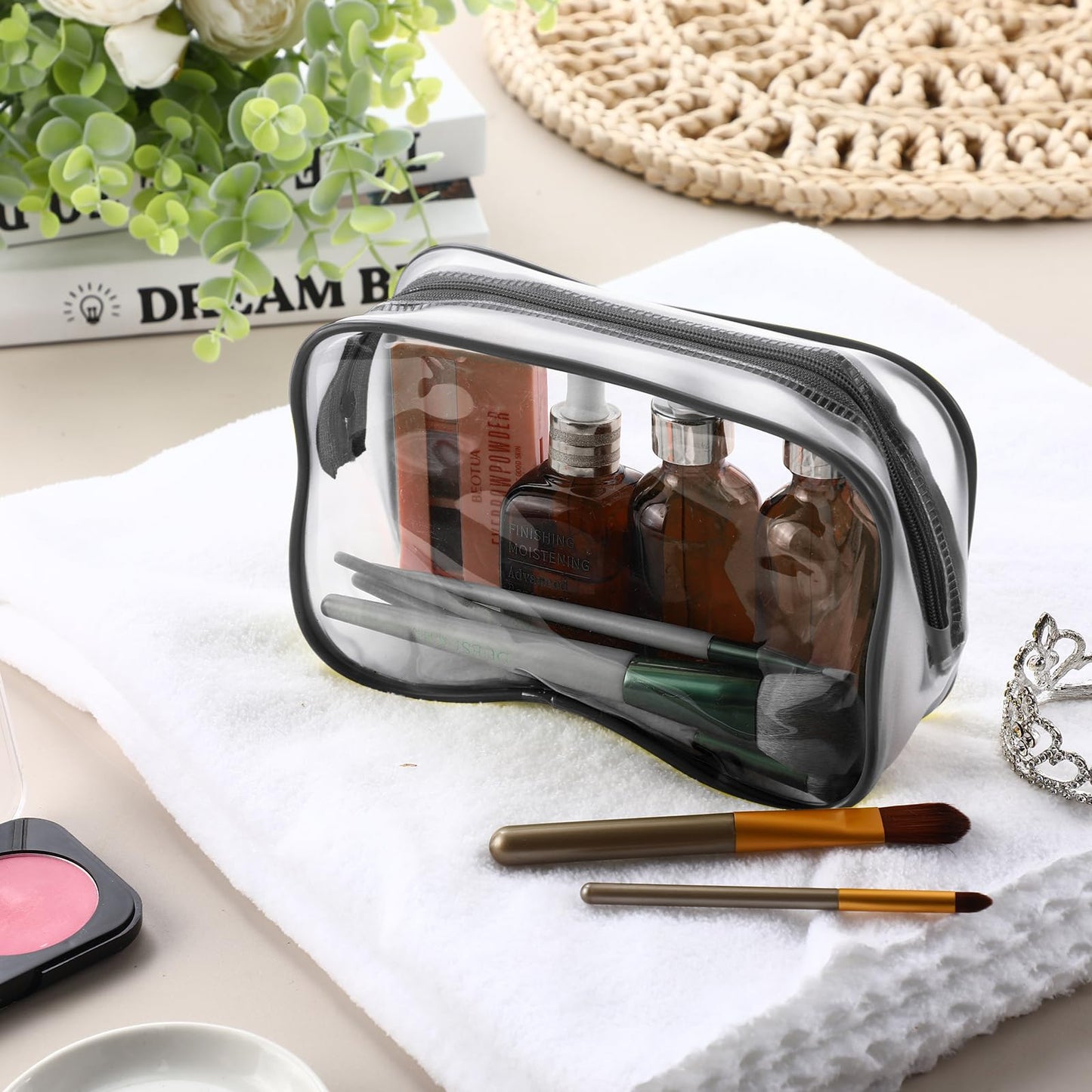 Weewooday 12 Pieces Clear Cosmetics Bag PVC Zippered Clear Toiletry Carry Pouch Cosmetic Makeup Bag Waterproof Makeup Vinyl Plastic Organizer Case for Vacation Bathroom(Multicolor,Medium)