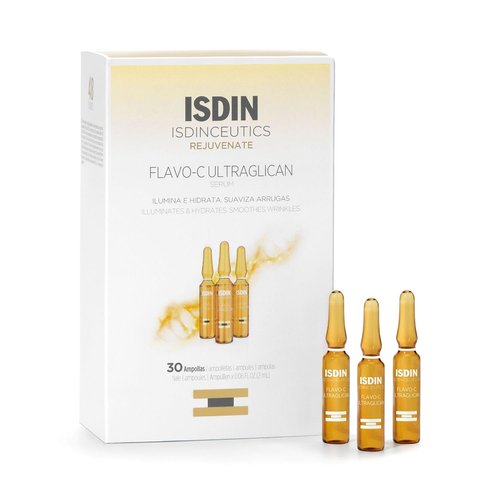 ISDIN Flavo-C Ultraglican Serum - Vitamin C & Hyaluronic Acid Ampoule for Radiant Skin
