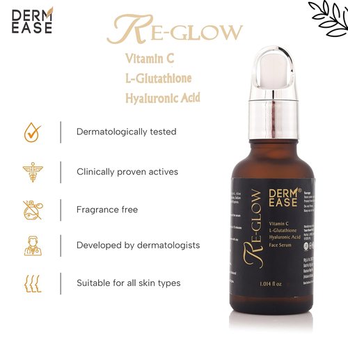 Re Glow Face Serum - Anti-Wrinkle Formula with Vitamin C & L-Glutathione | Brightens Blemishes & Sunburn | 1.014 fl oz