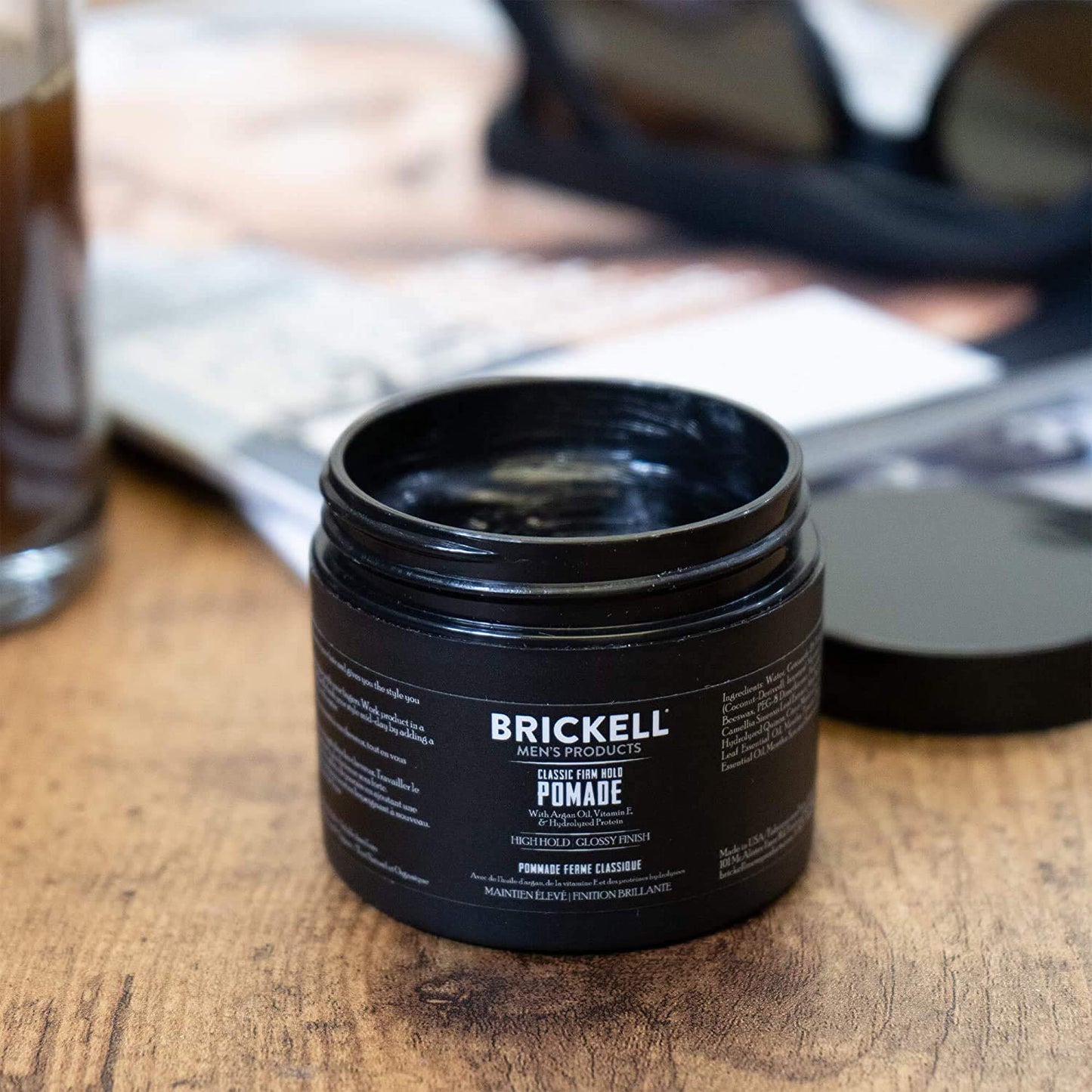 Brickell Men's Firm Hold Hair Pomade - Natural & Organic Styling with High Shine Finish | 2 Ounces