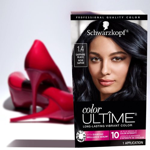 Schwarzkopf Color Ultime Hair Dye - 1.4 Sapphire Black, Permanent & Fade-Resistant, Intense Color for All Textures