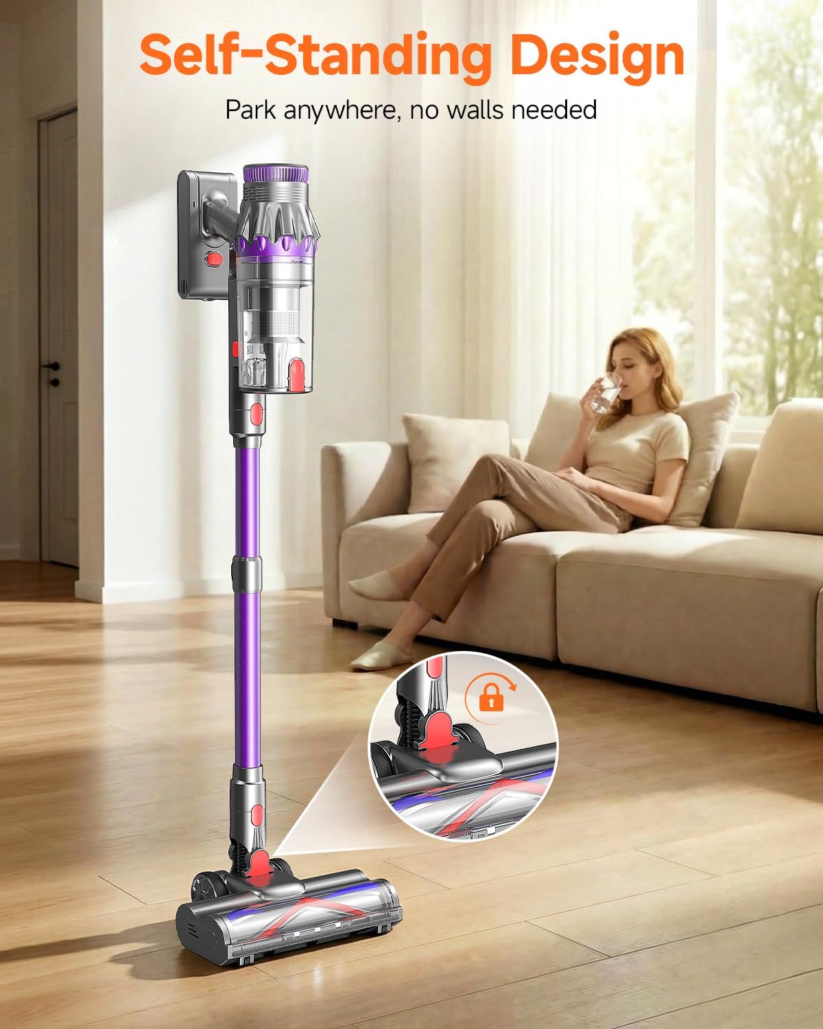 FEPPO Cordless Vacuum Cleaner - Powerful 70-Minute Runtime, Touch Screen, Self-Standing | Ideal for Hardwood Floors & Pet Hair