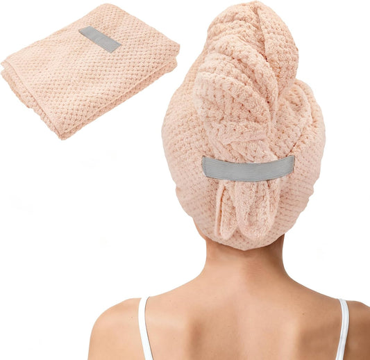 Skiennix Large Microfiber Hair Towel - Super Soft & Quick Dry for Curly Hair | 24''x40'' (Pink)