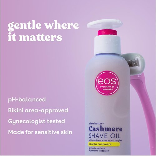 Eos Cashmere Shave Oil - Moisturizing Vanilla Cashmere Formula with Shea Butter & Glycerin, 6 fl oz