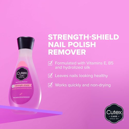 Cutex Strength Shield Nail Polish Remover - Nourishing Formula with Vitamins E & B5 | 6.7 fl oz