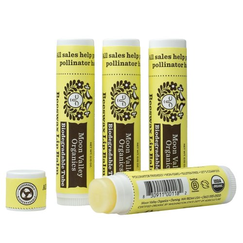 Moon Valley Organics Beeswax Lip Balm - Moisturizing Formula for Soft Lips & Cuticles | Velvety Vanilla, 4-Pack