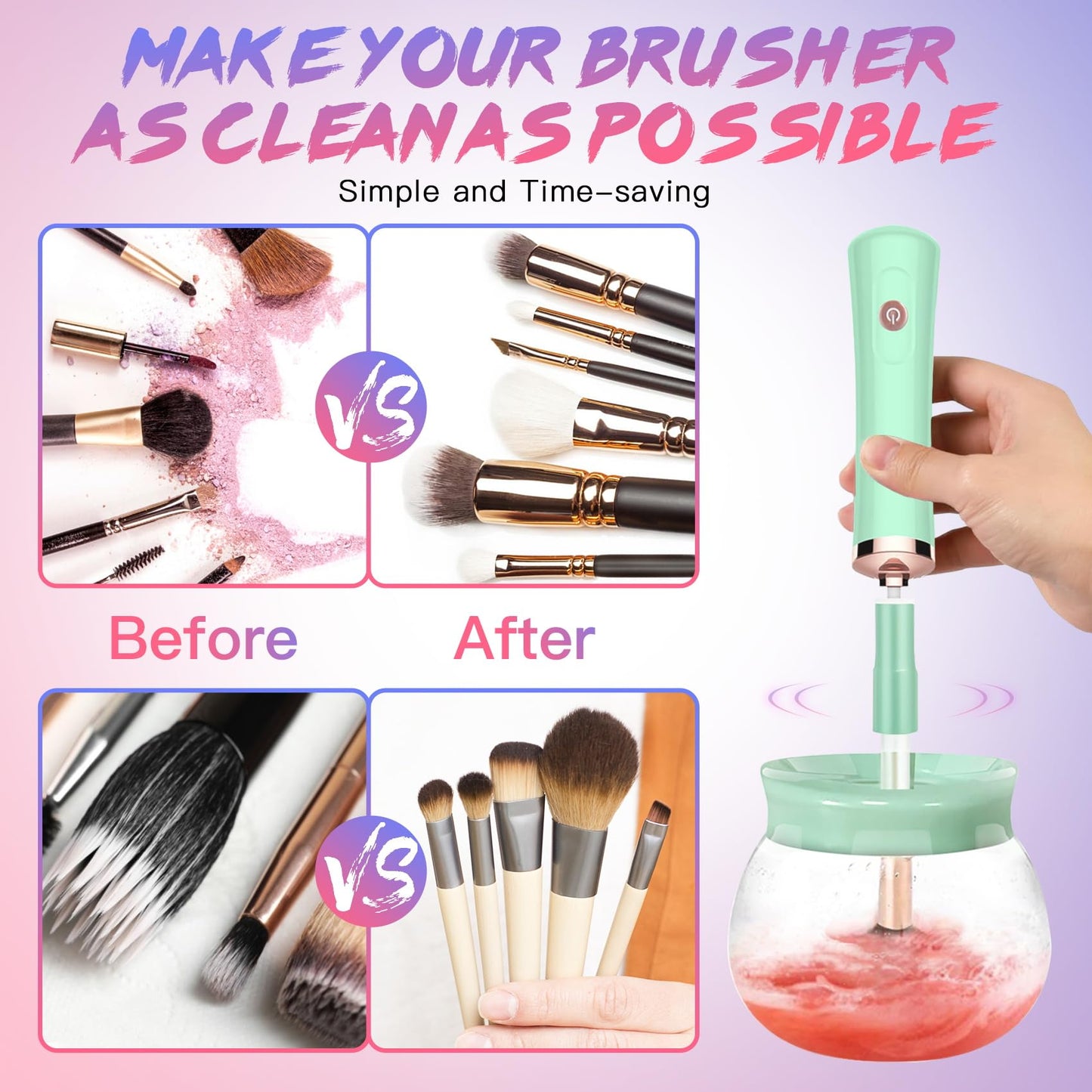 Makeup Brush Cleaner and Dryer Machine - Makeup Brush Spinner - Deeply cleaner for Makeup Brush - Quick Wash and Dry
