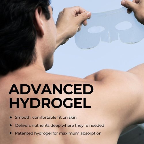 HommeFace Revitalizing Hydrogel Facial Mask Set - Hydrating & Anti-Aging 5ct | Beard-Friendly Korean Skincare