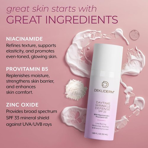 DEKLIDERM Daytime Wrinkle Defense - Anti-Aging Moisturizer & Mineral Sunscreen with SPF 33