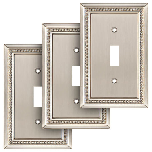 Henne Bery Sunken Pearls Heavy Duty Decorative Wall Plate Switch Plate Outlet Cover (Single Toggle, 2 Pack, Aged Bronze)