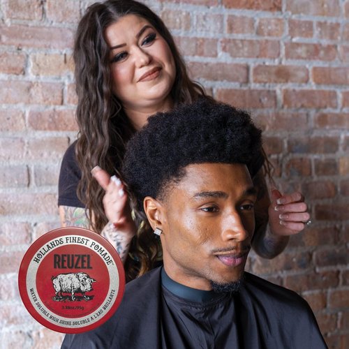 Reuzel Red Pomade - Medium Hold, Water Soluble Styling Cream | High Shine, Flake-Free, Easy Wash Out for All Hair Types