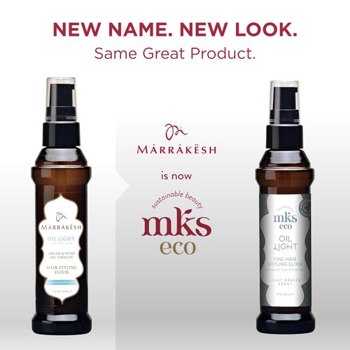MKS Eco Oil Light - Hair Styling Elixir with Moroccan Argan & Hemp Seed Oil - 2 fl oz | Nourishes Fine Hair, Controls Frizz, Vegan & Cruelty-Free