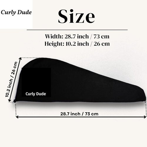Curly Dude 100% Cotton Hair Towel for Men - Reduce Breakage & Frizz | Soft Black Onyx Turban Wrap