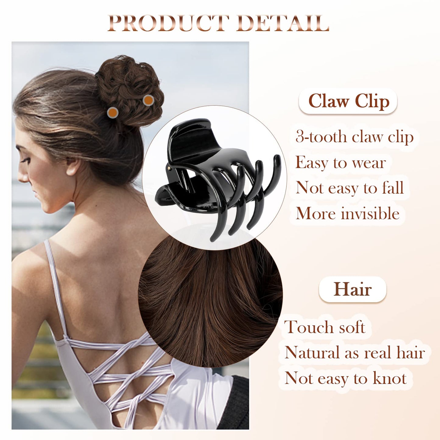 Wodelanle Claw Clip Messy Bun Hair Piece Wavy Hair Bun Curly Messy Bun Hair Piece Synthetic Tousled Updo Hair Extensions Ponytail Scrunchies Hairpieces for Women,Bleach Blonde