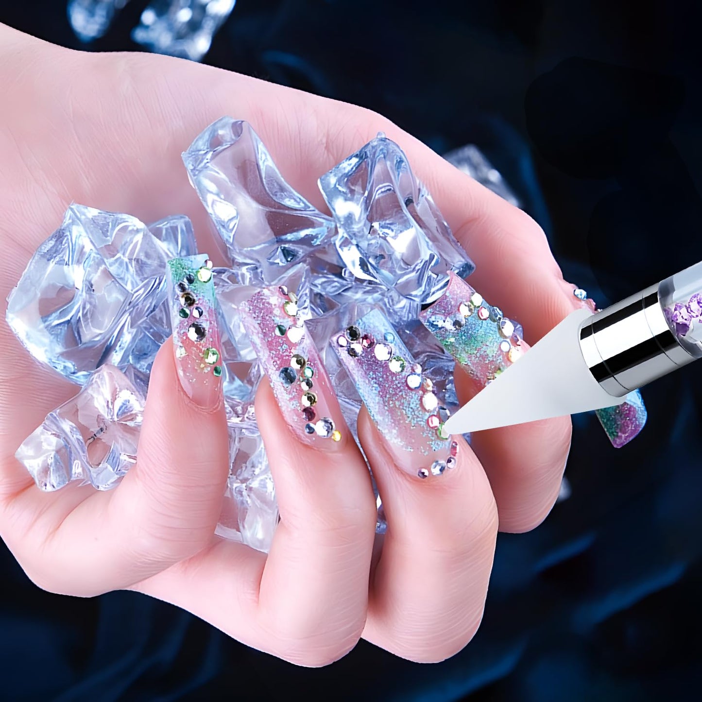 Vikerer Rhinestone Picker, 2 Pack Diamond Art Painting Dotting Pen, Dual-end Rhinestones Applicator Pickup Tool for Nail Gems Flatback Swarovski Crystal DIY with 4 Extra Tips