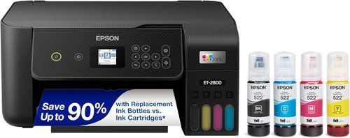 Epson EcoTank ET-2800 Wireless Color All-in-One Printer - Cartridge-Free, Scan & Copy - Black