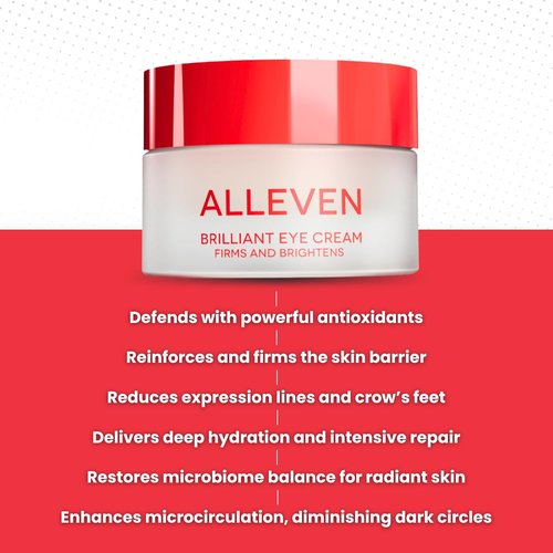Alleven Brilliant Eye Cream - Firming & Hydrating Eye Brightener for Dark Circles & Puffiness - Revitalizing Botanical Formula