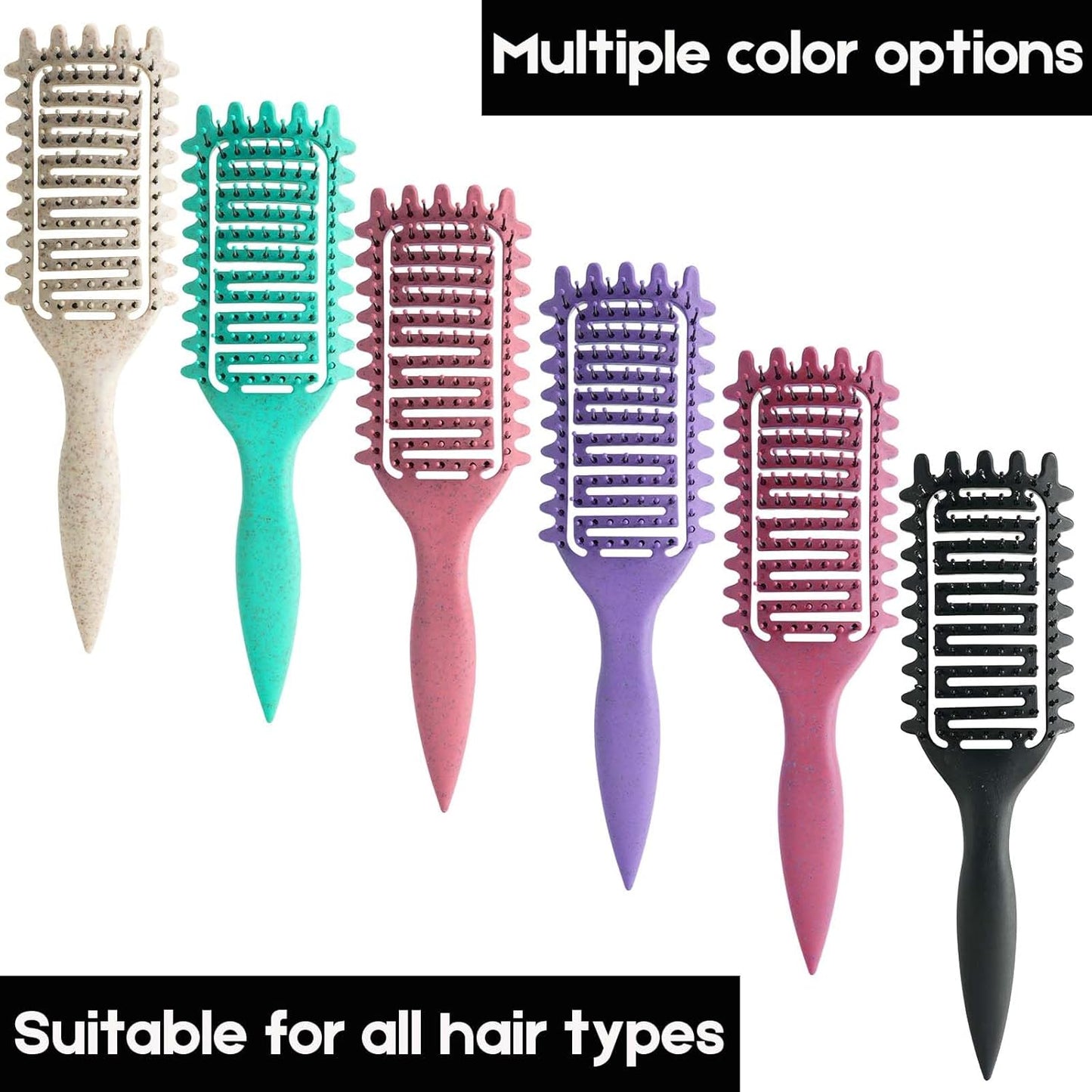 Skiennix Curl Defining Brush - Vented Detangling Tool for Curly Hair | Lightweight & Curved Design (Pink/Black)