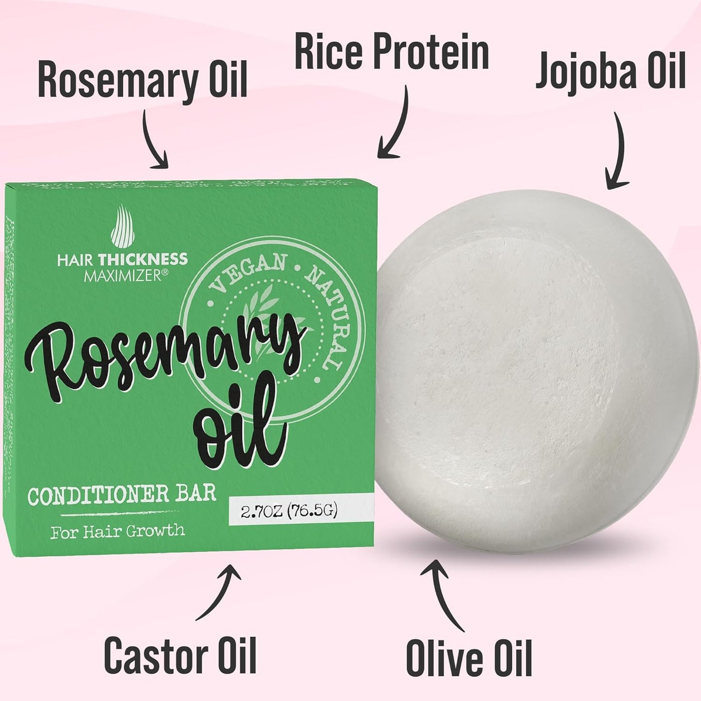 Skiennix Rosemary Oil Conditioner Bar - Eco-Friendly, Vegan Hair Growth Solution | 3 Liquid Bottles Equivalent
