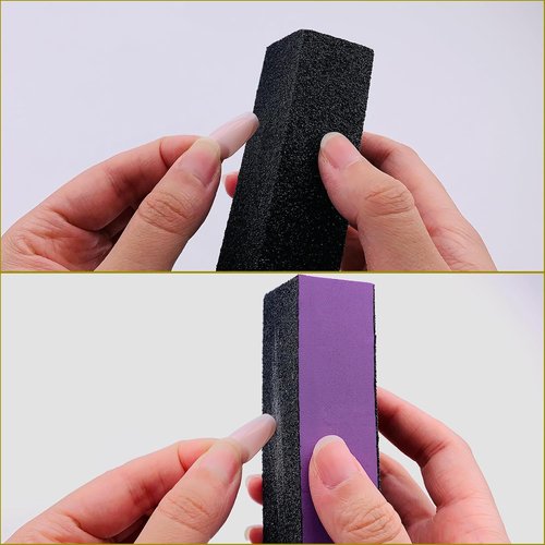 HeeYaa Nail Buffer Sanding Block Set - 10 Pcs 100/180 Grit Polisher for Manicure & Pedicure | Black & Purple