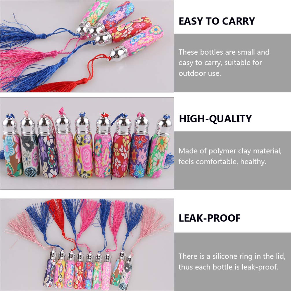 Healifty 6 Pcs Soft Ceramic Roller Bottle Essential Oil Rollers Roller Bottles Perfume Sample Bottles Clear Glass Carafes Reusable Perfume Bottles Glass Bottle Travel Polymer Clay Liquid