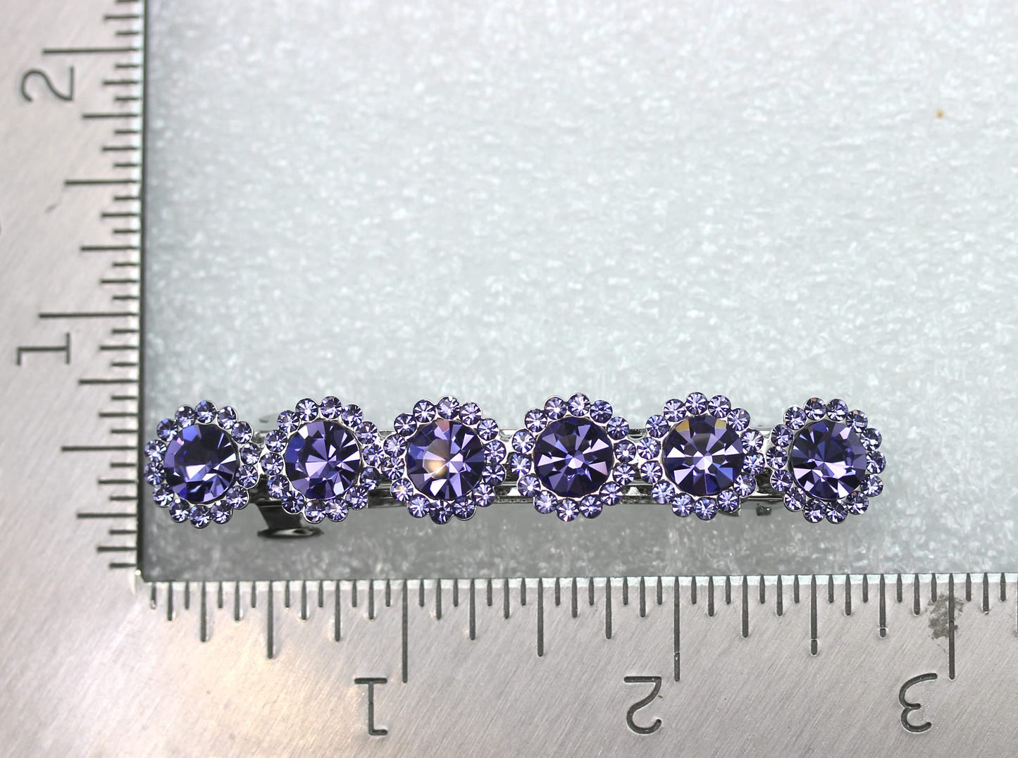 Faship Tanzanite Purple Rhinestone Crystal Floral Small Hair Barrette Clip