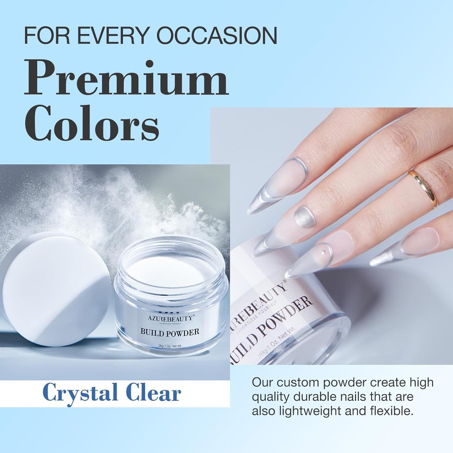 AZUREBEAUTY Clear Dip Powder - Long-Lasting Nail Art Manicure for DIY at Home | 28g/1Oz