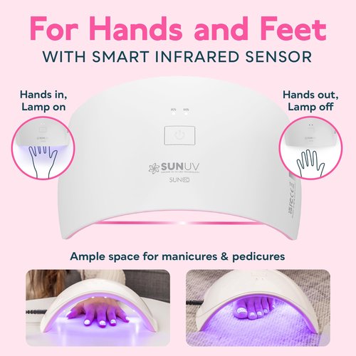 SUNUV UV LED Nail Lamp, Nail Dryer for Gel Polish UV Light for Nails with Sensor 2 Timers SUN9C Pink Gift for Women Girls