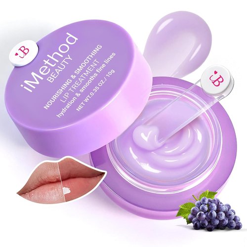 iMethod Overnight Lip Mask - Hydrating Lip Butter Balm with Hyaluronic Acid | Nourishes & Repairs Dry Lips - Grape