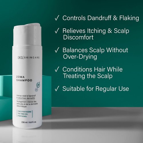 DCL Skincare Zoma Dandruff Control Shampoo - Zinc Pyrithione for Dry Scalp, 8 fl oz