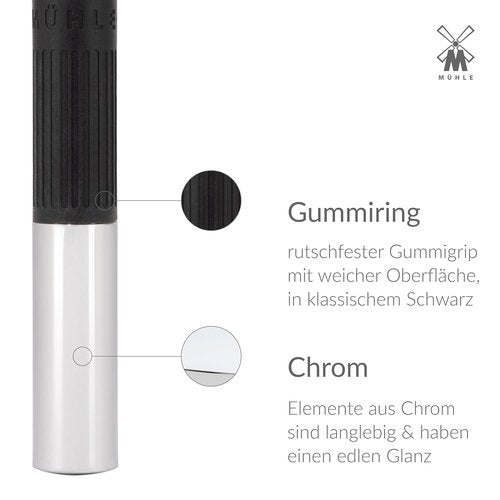 MÜHLE NEO Safety Razor - Double Edge Design for Beginners & Experts | Eco-Friendly Chrome with Black Grip