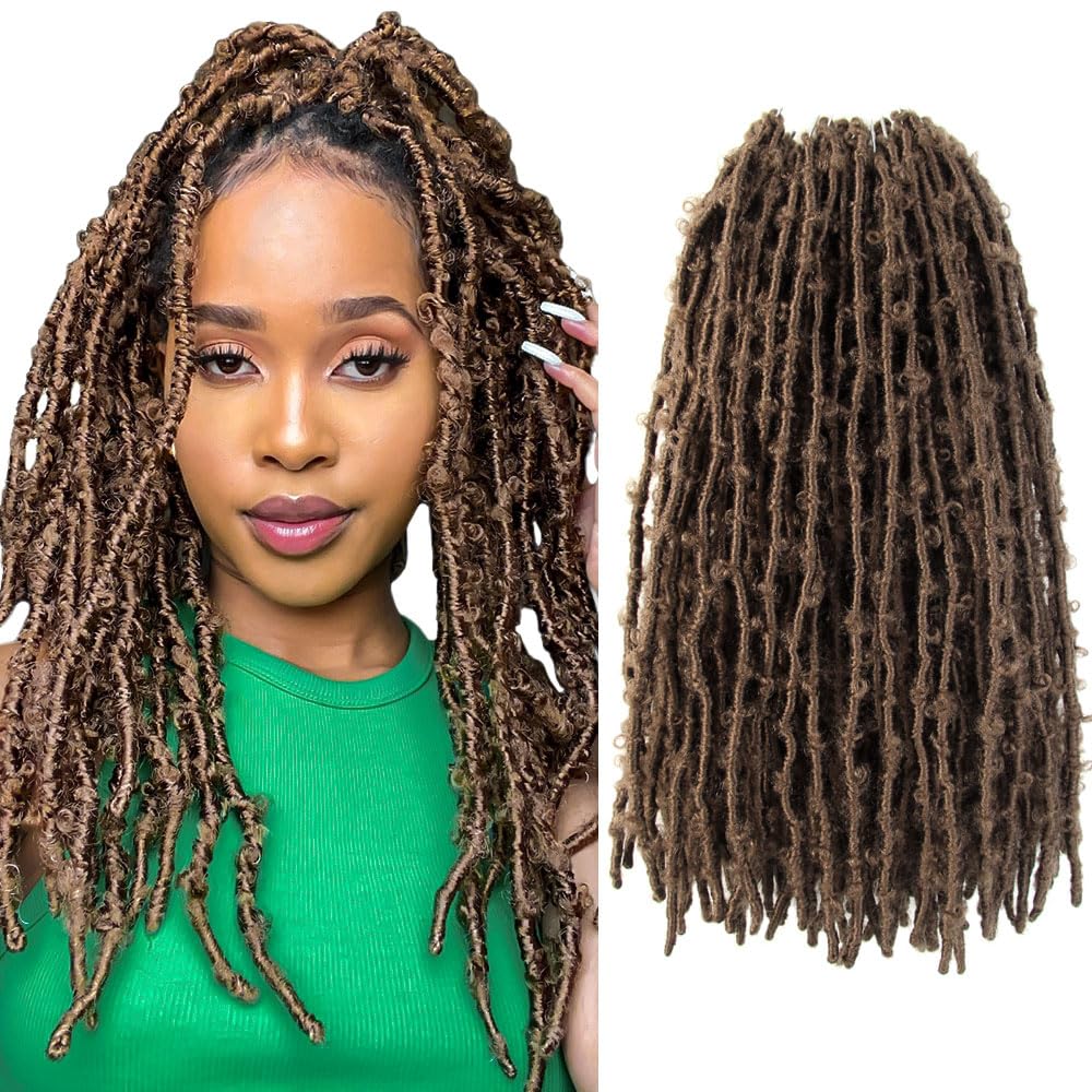 8 Packs Butterfly Locs Crochet Hair 14 Inch Light Weight Butterfly Faux Locs Crochet Hair Distressed Butterfly Locs, 27#