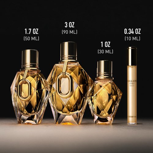 Rabanne Million Gold Eau de Parfum for Her - Long-Lasting Refillable Designer Perfume with Sparkling Rose & White Flowers