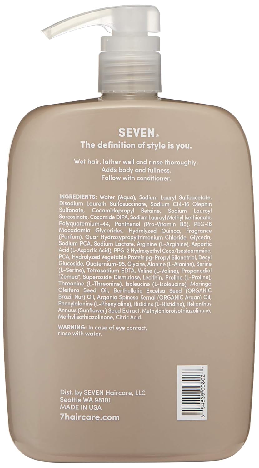 SEVEN Haircare Satara Volume Shampoo - Sulfate-Free & Paraben-Free | Pro Vitamin B5 & Argan Oil, 32oz