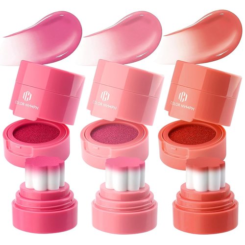Color Nymph Liquid Blush Trio - Multi-Use Stamp Blush Set for Cheeks & Lips | Hydrating, Long-Lasting Formula - 3-Piece Vegan Makeup Gift Set