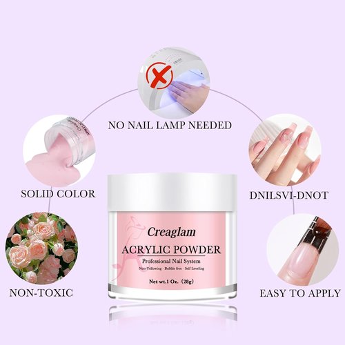 Creaglam Super Nail Acrylic Powder - 3 Pcs 28g Cover Pink Polymer for 3D Art & French Extensions | No Lamp Needed
