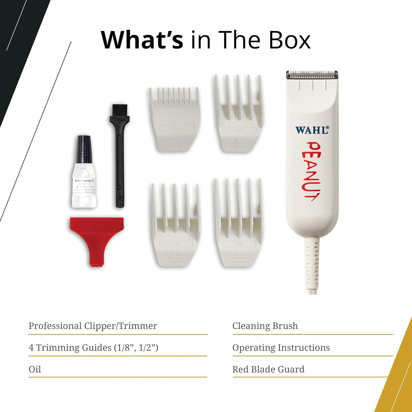 Wahl Professional Peanut Corded Trimmer - Compact & Lightweight Grooming Tool with 4 Guides & Accessories