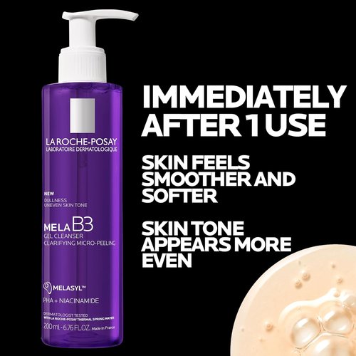 La Roche-Posay Mela B3 Gel Cleanser - Anti-Aging Face Wash with Niacinamide & PHA for Dark Spots & Discoloration